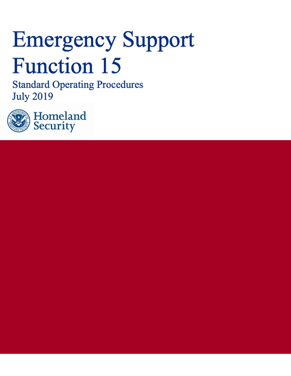 DHS Annex N to Emergency Support Function #15 External Affairs, report cover